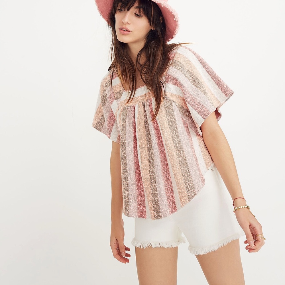 Madewell Texture & Thread Butterfly Top in Sherbet Stripe